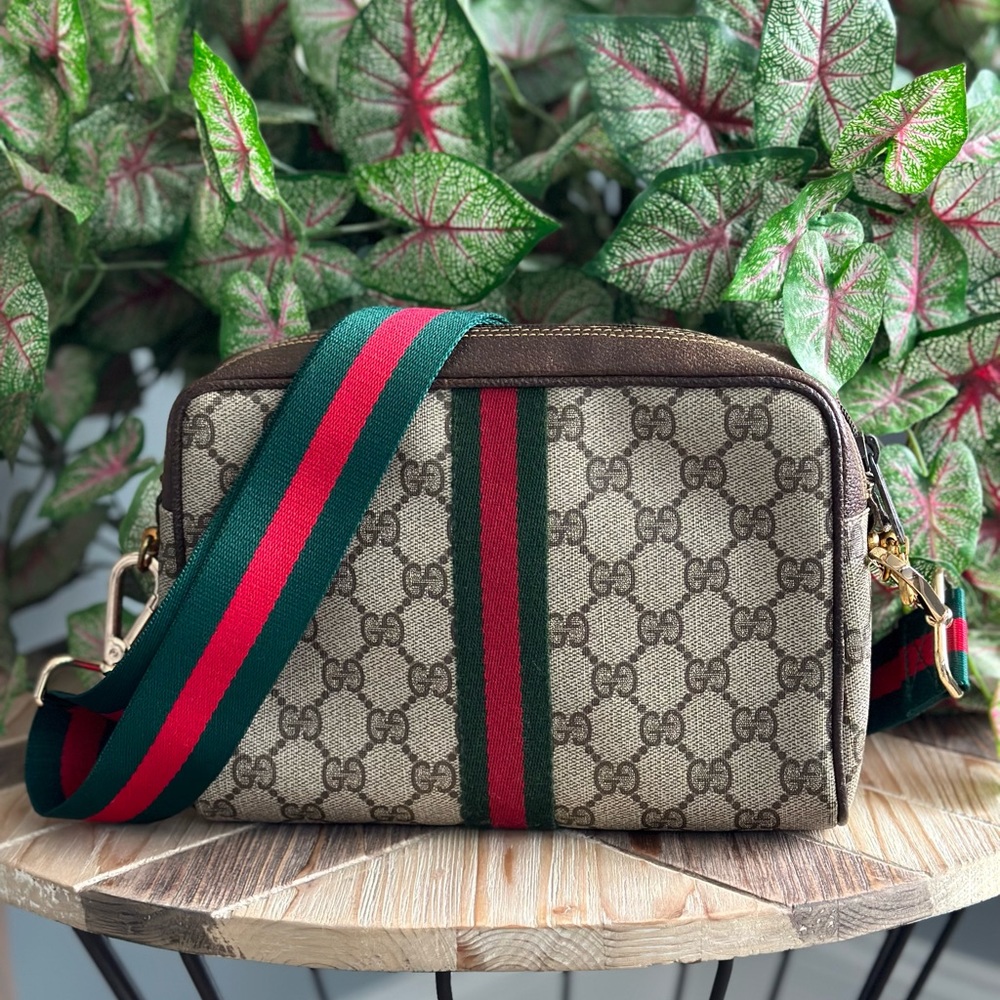 Gucci Beige and Green Crossbody Bag